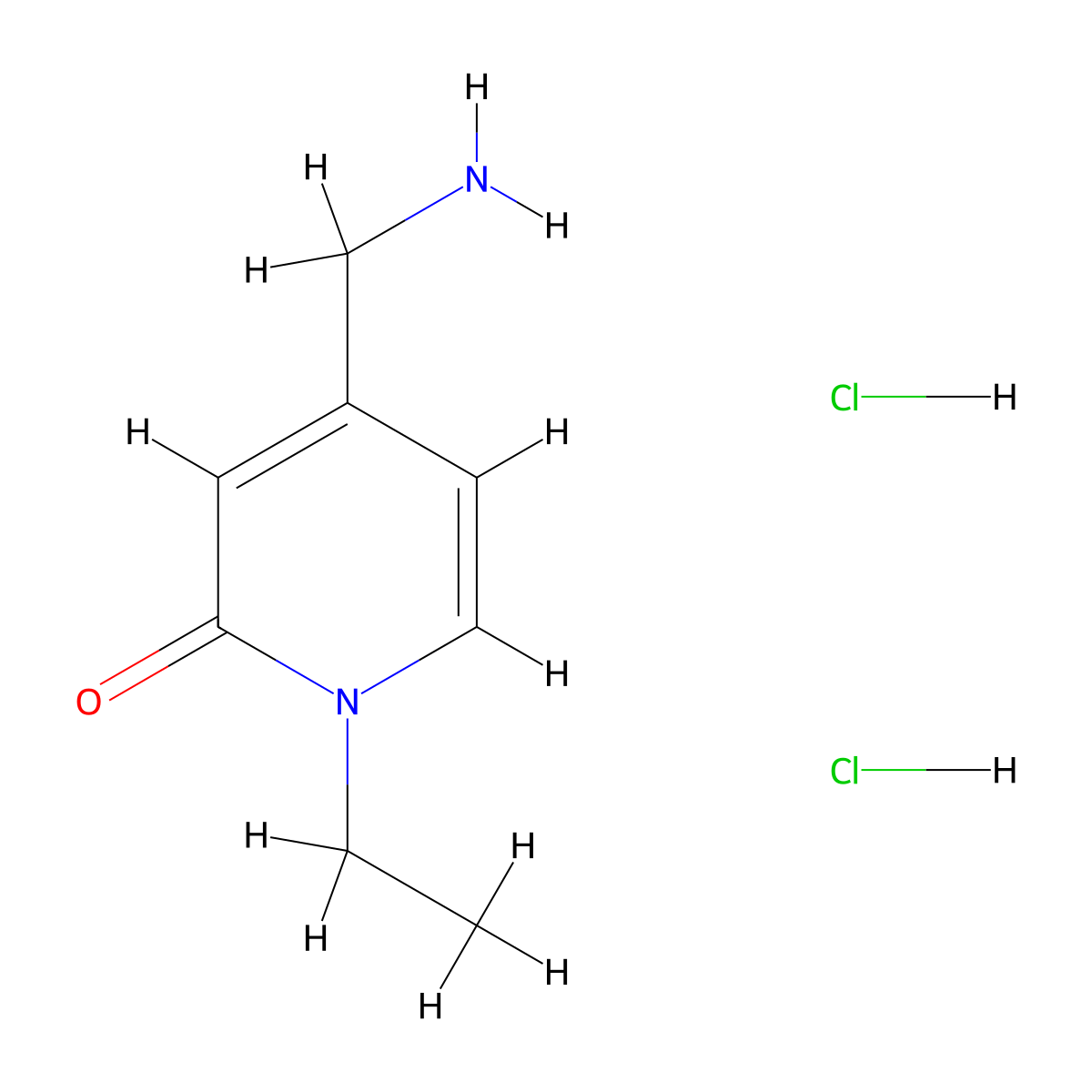 4-(Aminomethyl)-1-ethyl-1,2-dihydropyridin-2-one dihydrochloride molecular structure, CAS 2939000-34-5