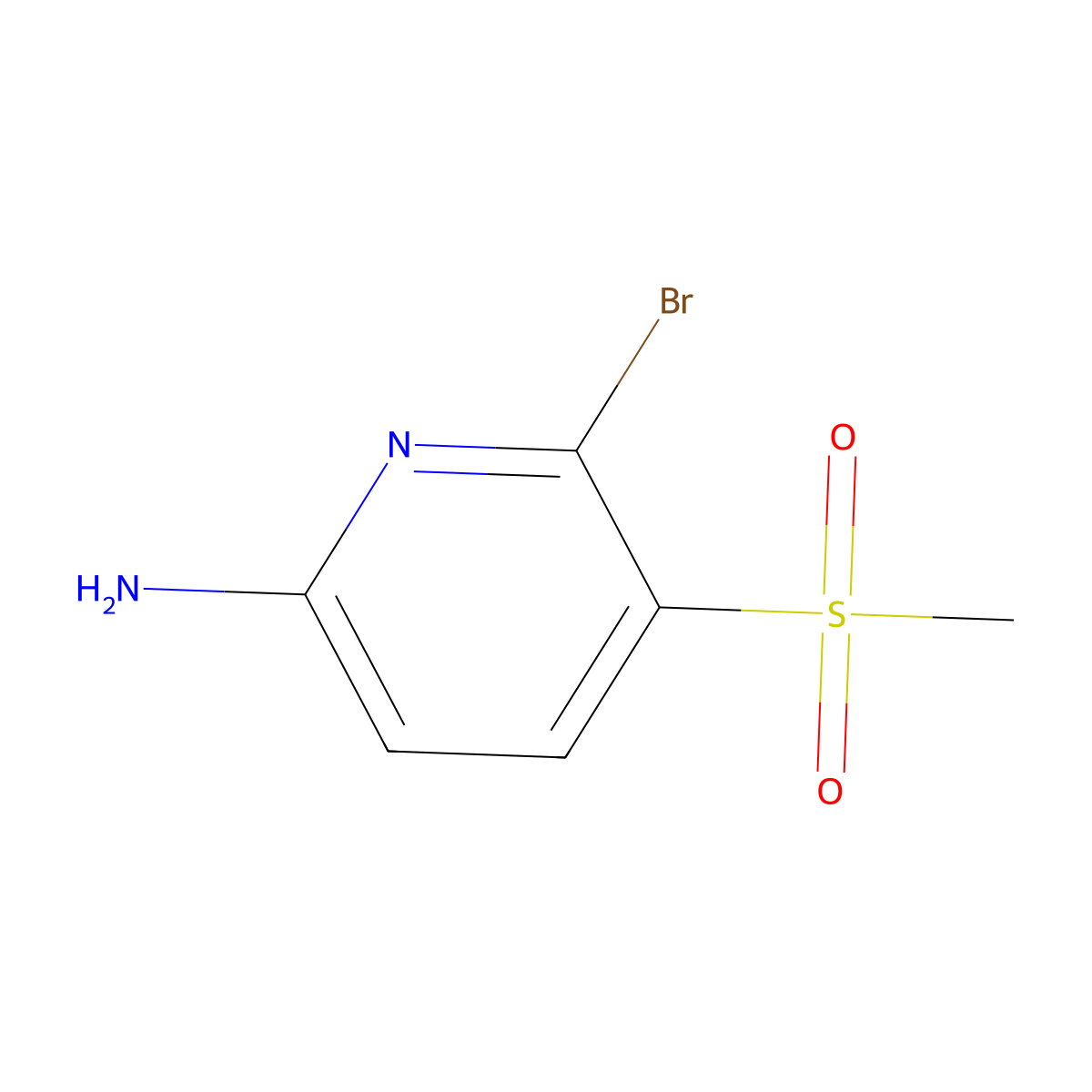 6-Bromo-5-(methylsulfonyl)pyridin-2-amine molecular structure, CAS 2939000-39-0