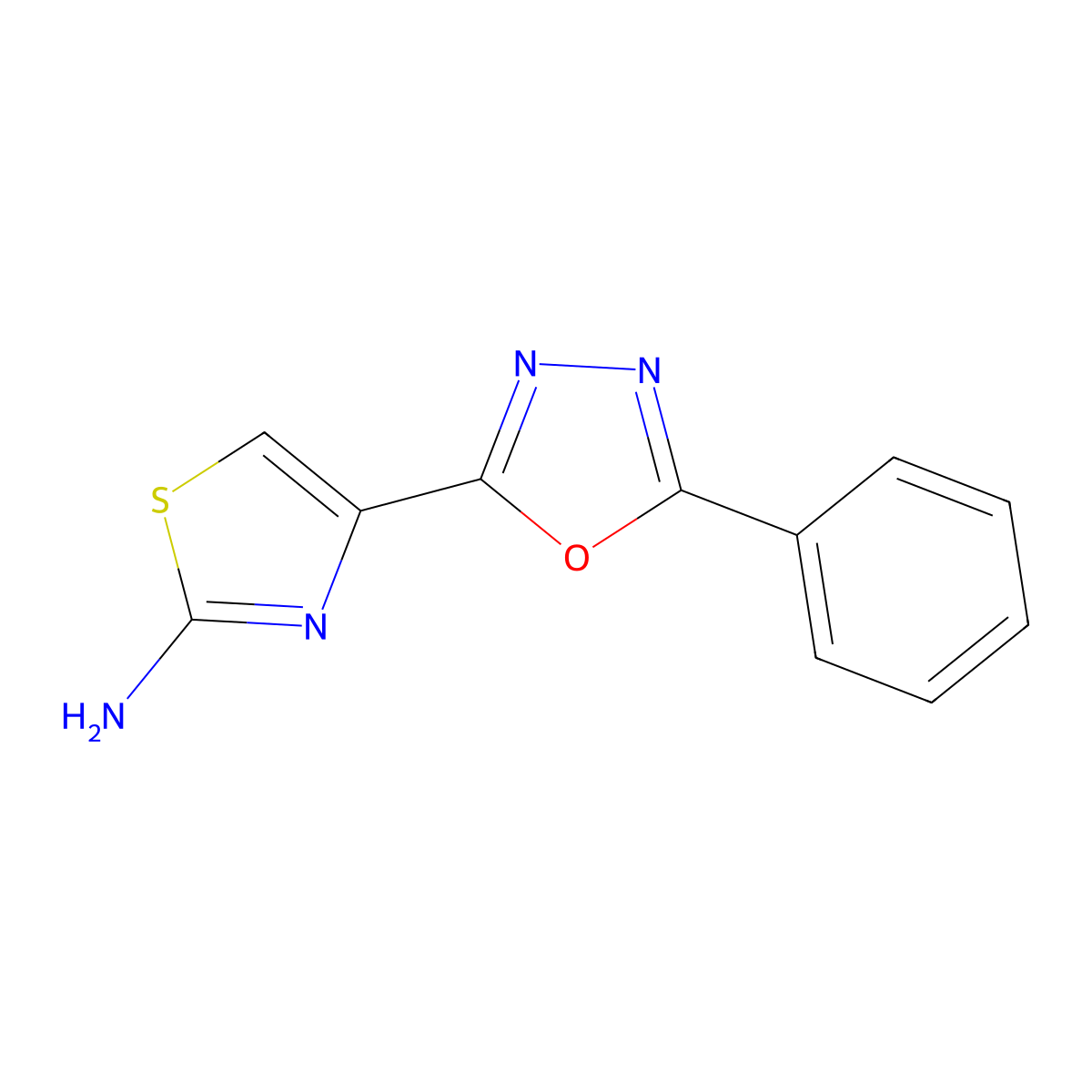 4-(5-Phenyl-1,3,4-oxadiazol-2-yl)thiazol-2-amine molecular structure, CAS 2939000-40-3