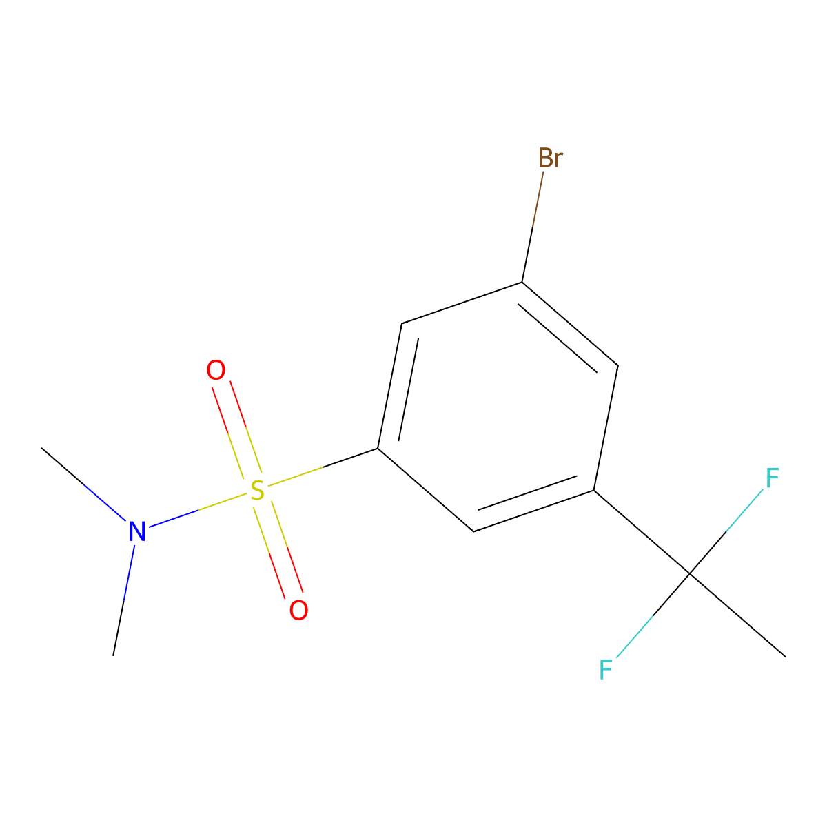 3-bromo-5-(1,1-difluoroethyl)-N,N-dimethylbenzene-1-sulfonamide molecular structure, CAS 2939002-81-8