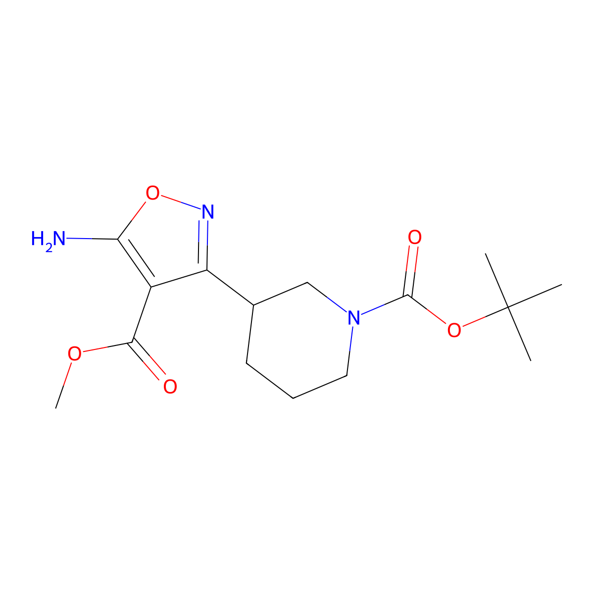 Methyl 5-Amino-3-(1-Boc-3-piperidyl)isoxazole-4-carboxylate molecular structure, CAS 2939002-91-0