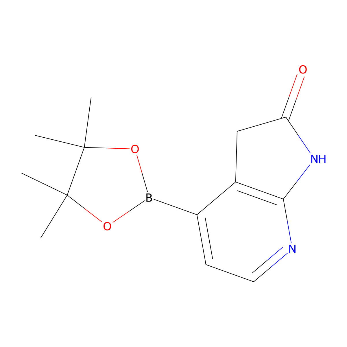 4-(tetramethyl-1,3,2-dioxaborolan-2-yl)-1H,2H,3H-pyrrolo[2,3-b]pyridin-2-one molecular structure, CAS 2939074-76-5