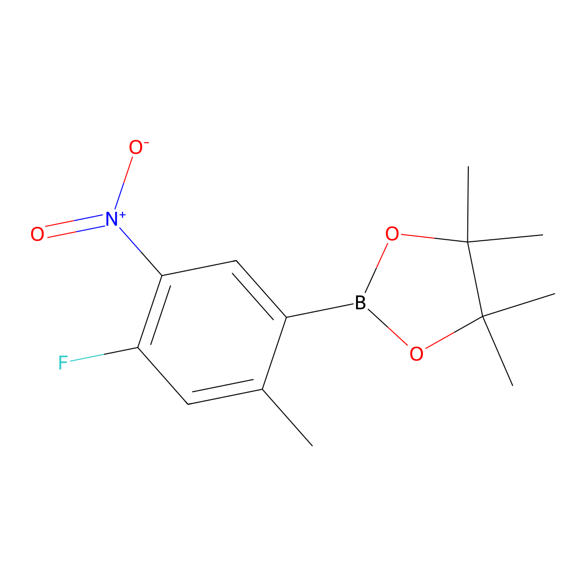 2-(4-Fluoro-2-methyl-5-nitrophenyl)-4,4,5,5-tetramethyl-1,3,2-dioxaborolane molecular structure, CAS 2939079-40-8