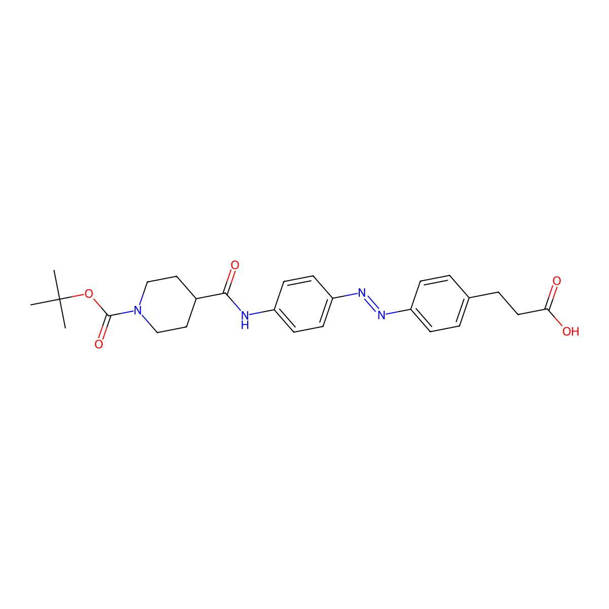 (E)-3-[4-[[4-(1-Boc-piperidine-4-carboxamido)phenyl]diazenyl]phenyl]propanoic Acid molecular structure, CAS 2939097-60-4