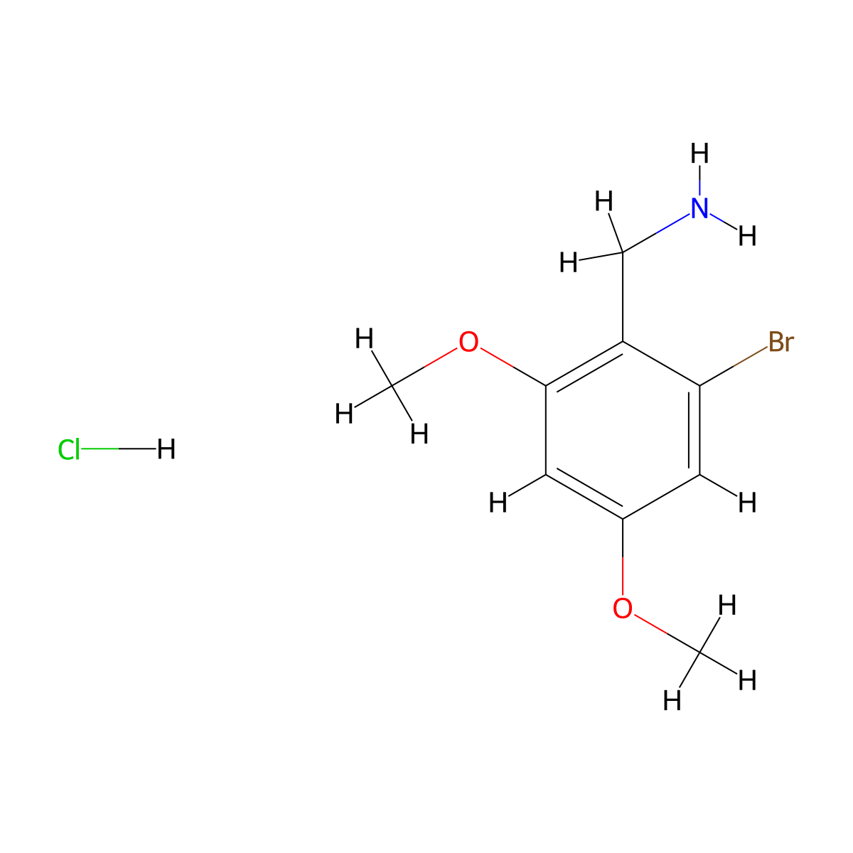 (2-Bromo-4,6-dimethoxyphenyl)methanamine hydrochloride molecular structure, CAS 2939128-05-7