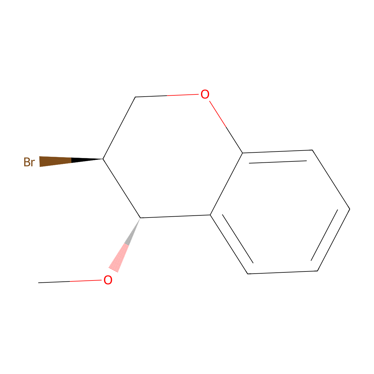 rac-(3R,4R)-3-bromo-4-methoxy-3,4-dihydro-2H-1-benzopyran, trans molecular structure, CAS 29392-90-3