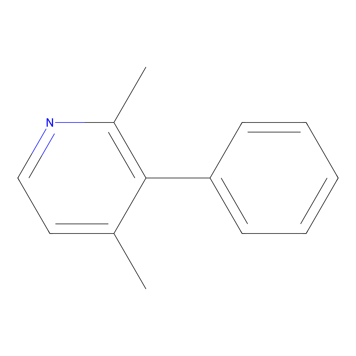 Pyridine, 2,4-dimethyl-3-phenyl- molecular structure, CAS 29396-61-0