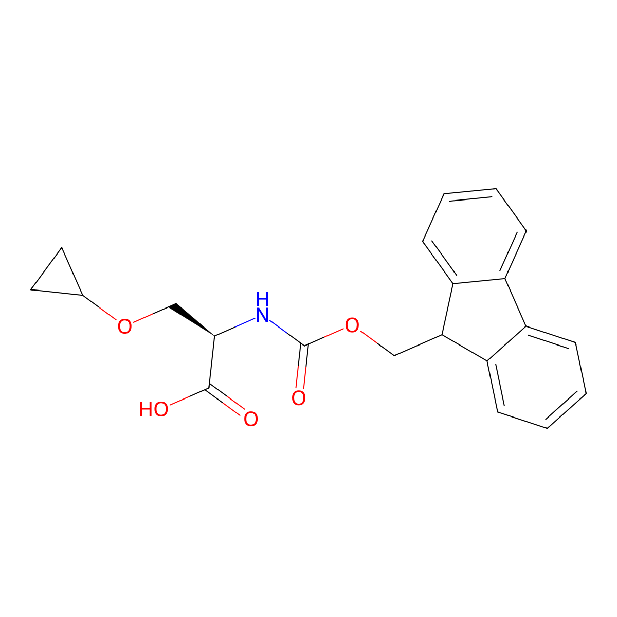 N-(((9H-fluoren-9-yl)methoxy)carbonyl)-O-cyclopropyl-D-serine molecular structure, CAS 2939754-91-1
