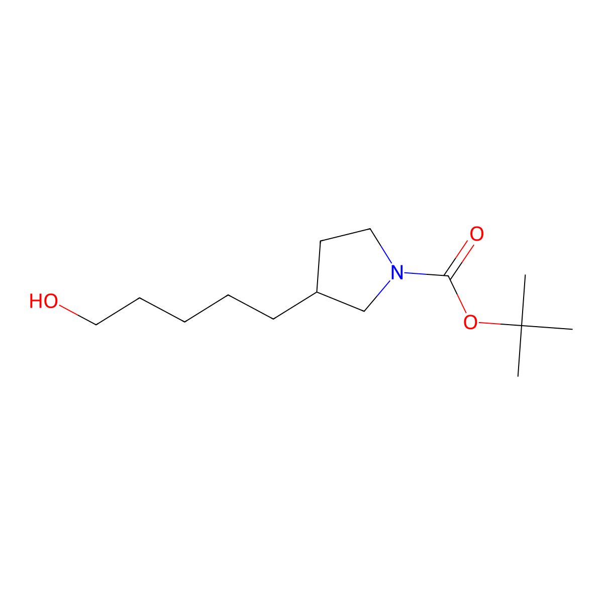 Tert-butyl 3-(5-hydroxypentyl)pyrrolidine-1-carboxylate molecular structure, CAS 2939798-58-8