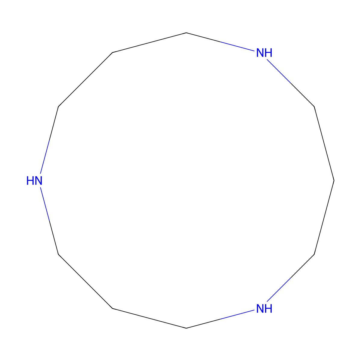 1,5,9-Triazacyclododecane molecular structure, CAS 294-80-4
