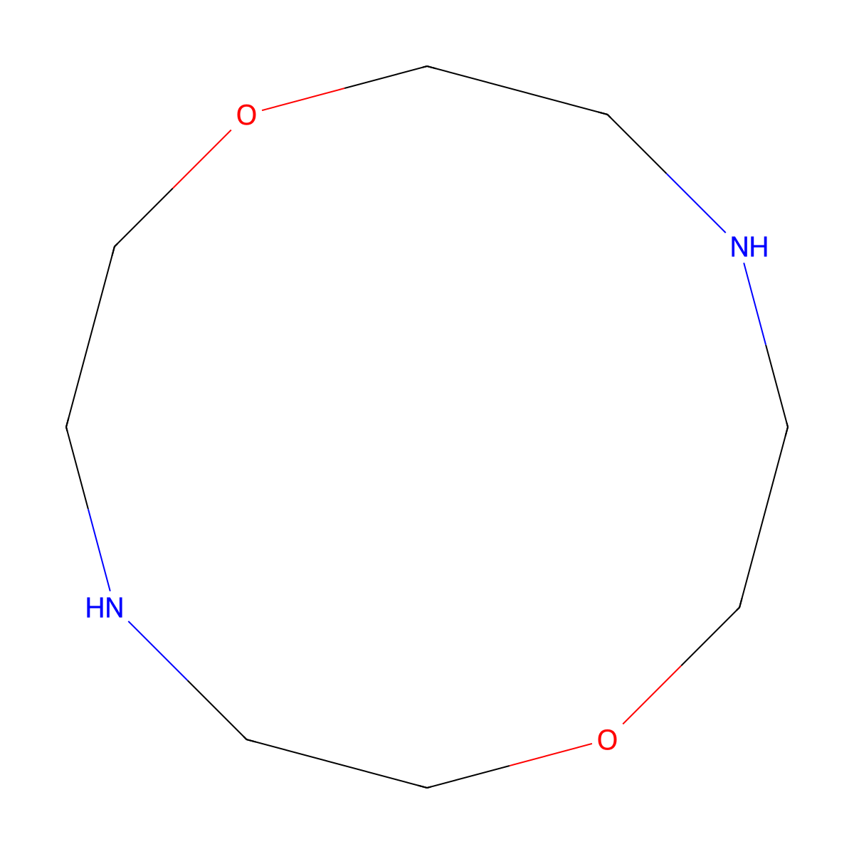 1,7-Dioxa-4,10-diazacyclododecane molecular structure, CAS 294-92-8