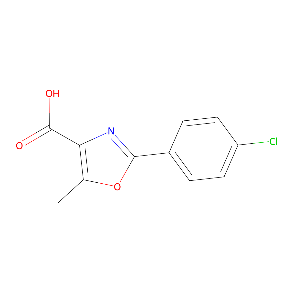2-(4-chlorophenyl)-5-methyl-1,3-oxazole-4-carboxylic Acid molecular structure, CAS 2940-23-0