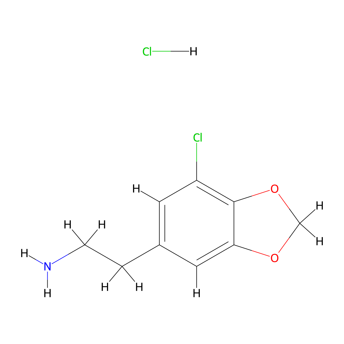 2-(7-Chloro-1,3-dioxaindan-5-yl)ethan-1-amine hydrochloride molecular structure, CAS 29401-05-6