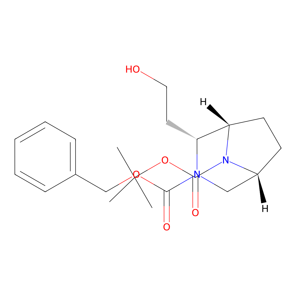 O3-Benzyl O8-tert-butyl endo-2-(2-hydroxyethyl)-3,8-diazabicyclo[3.2.1]octane-3,8-dicarboxylate molecular structure, CAS 2940856-47-1