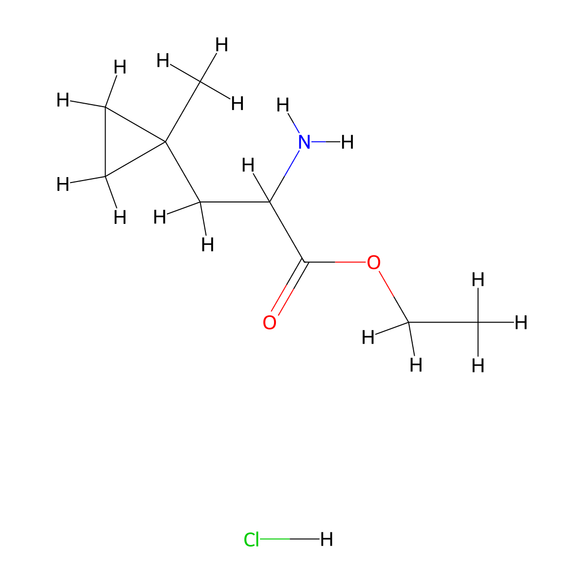 ethyl (2R)-2-amino-3-(1-methylcyclopropyl)propanoate;hydrochloride molecular structure, CAS 2940856-51-7