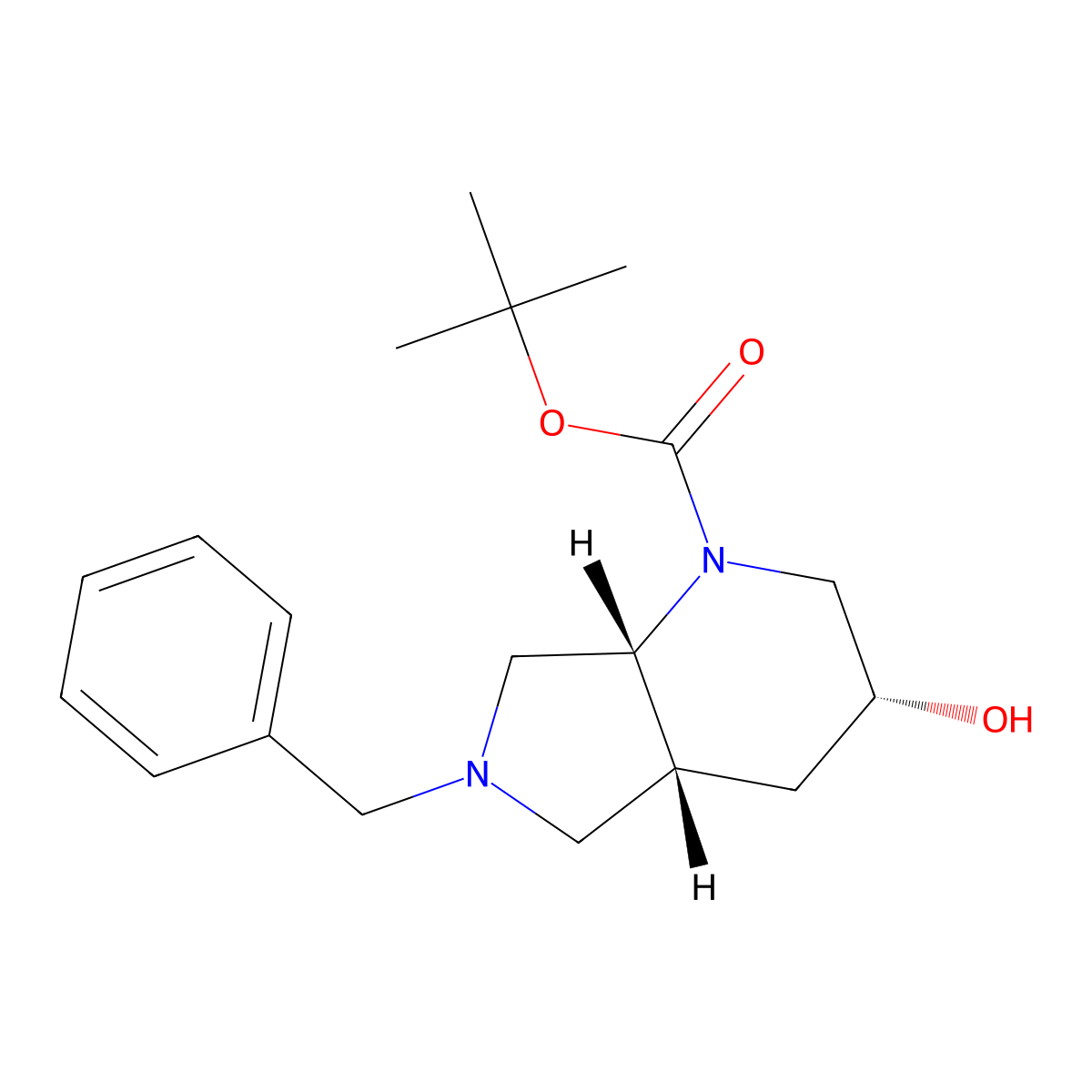 Rel-tert-butyl (3R,4aR,7aR)-6-benzyl-3-hydroxyoctahydro-1H-pyrrolo[3,4-b]pyridine-1-carboxylate molecular structure, CAS 2940856-65-3