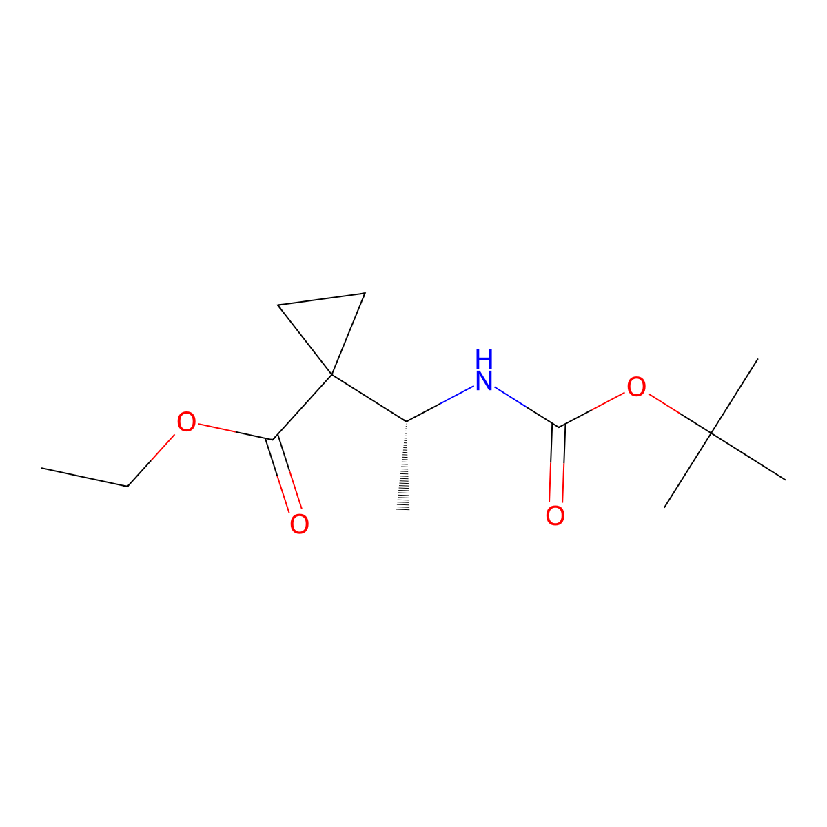 Ethyl 1-[(1R)-1-(tert-butoxycarbonylamino)ethyl]cyclopropanecarboxylate molecular structure, CAS 2940856-98-2