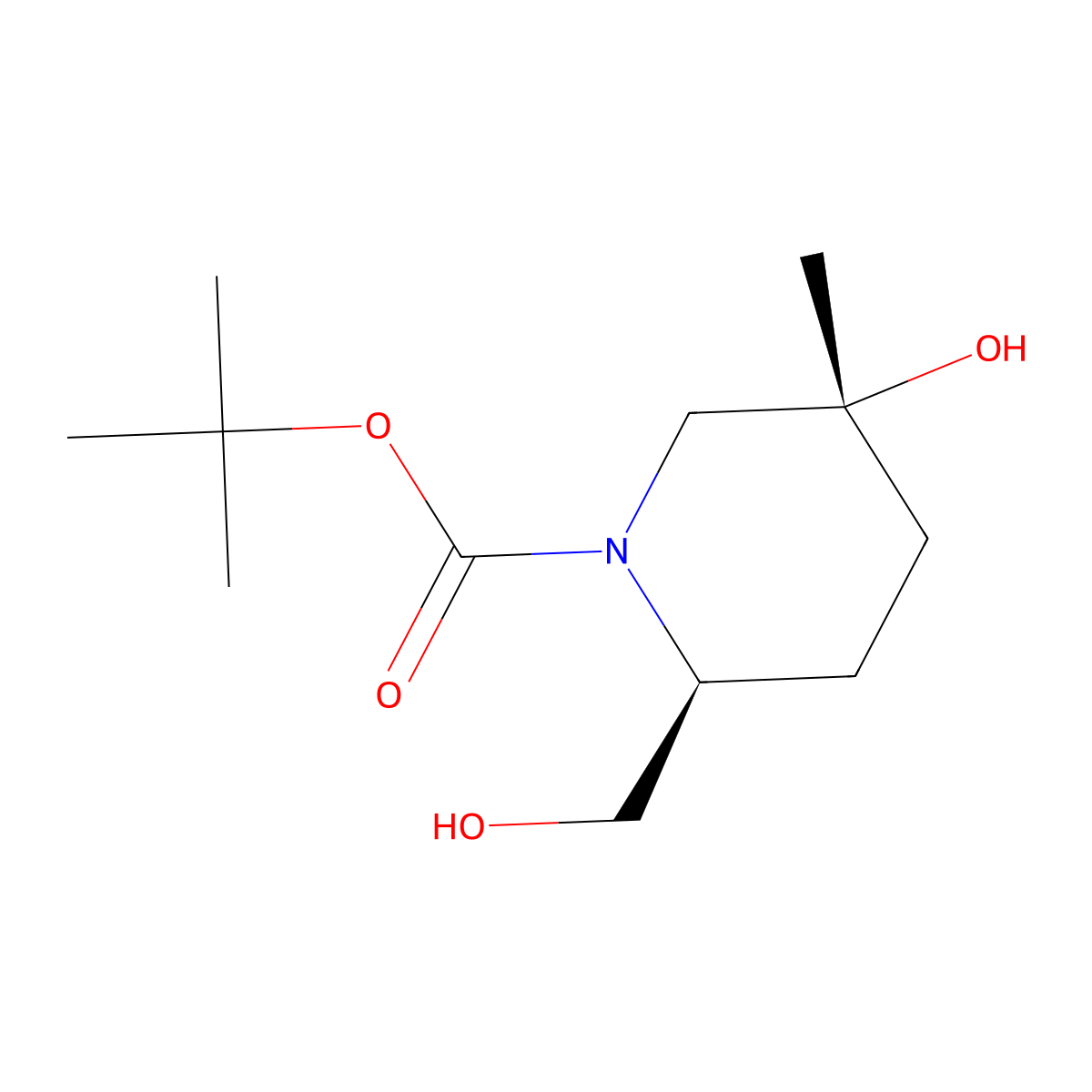 Tert-butyl (2S,5R)-5-hydroxy-2-(hydroxymethyl)-5-methyl-piperidine-1-carboxylate molecular structure, CAS 2940857-54-3