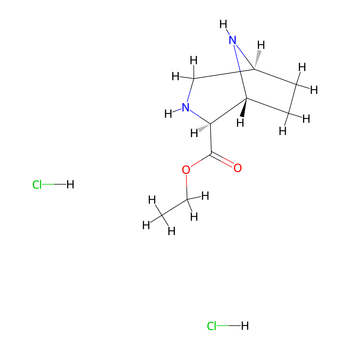 Ethyl (1R,2S,5S)-3,8-diazabicyclo[3.2.1]octane-2-carboxylate dihydrochloride molecular structure, CAS 2940857-56-5
