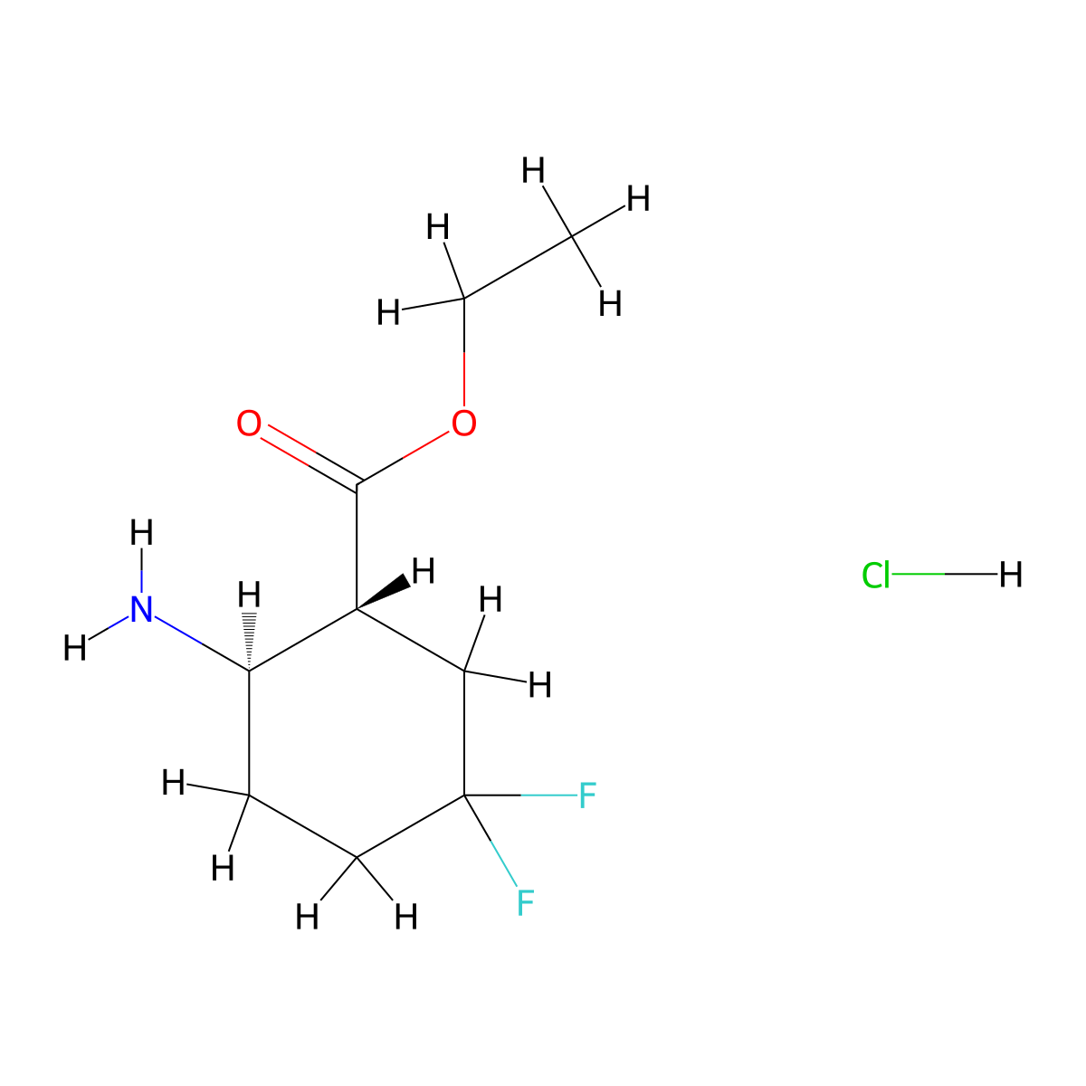 ethyl (1R,2R)-2-amino-5,5-difluoro-cyclohexanecarboxylate;hydrochloride molecular structure, CAS 2940857-86-1