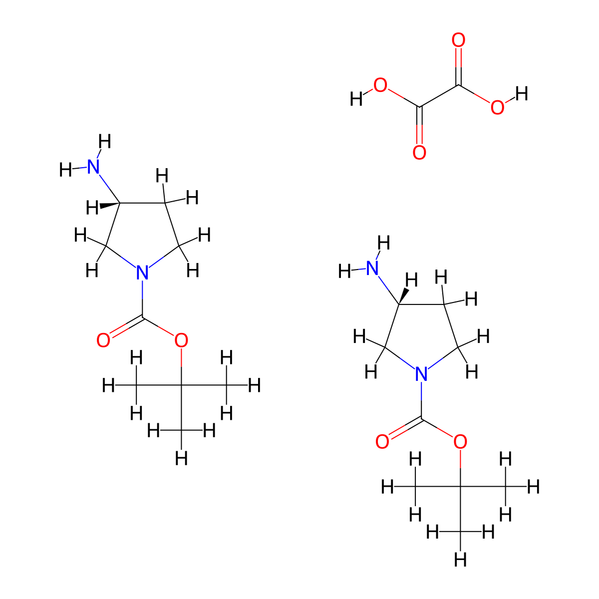 tert-butyl (3R)-3-aminopyrrolidine-1-carboxylate;hemi(oxalic acid) molecular structure, CAS 2940858-14-8