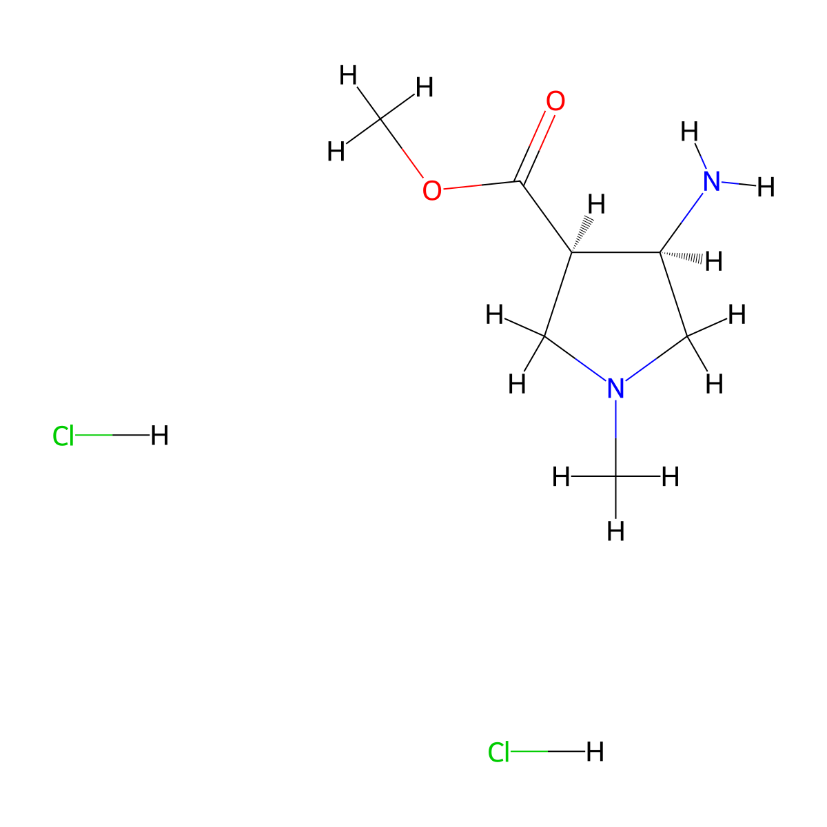 Methyl cis-4-amino-1-methyl-pyrrolidine-3-carboxylate dihydrochloride molecular structure, CAS 2940858-17-1