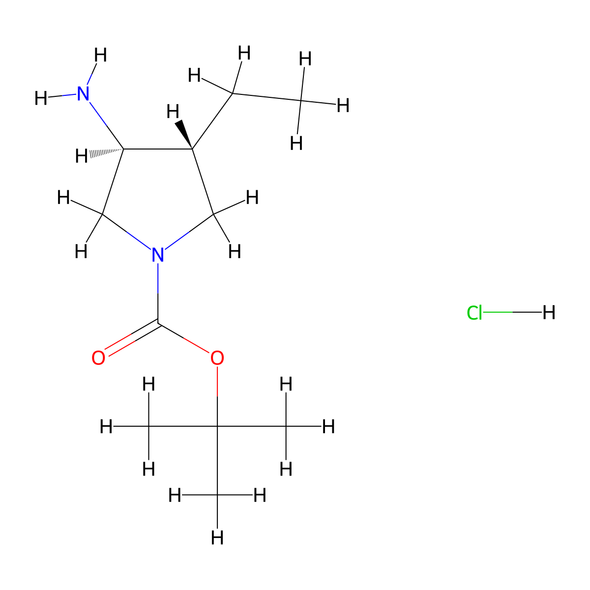 Tert-butyl trans-3-amino-4-ethyl-pyrrolidine-1-carboxylate;hydrochloride molecular structure, CAS 2940858-92-2