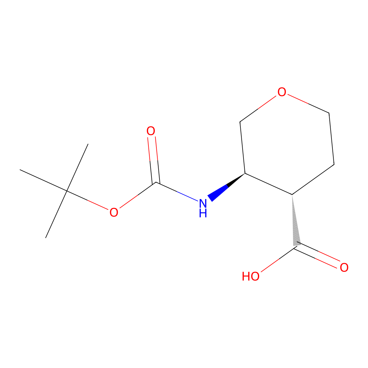 (3R,4S)-3-Boc-amino-tetrahydropyran-4-carboxylic acid molecular structure, CAS 2940859-08-3