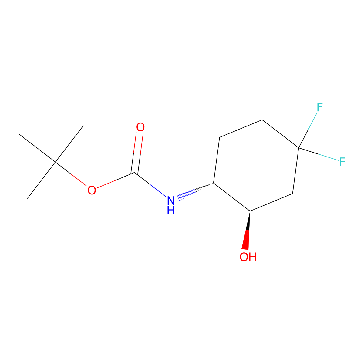 Tert-butyl N-[trans-4,4-difluoro-2-hydroxy-cyclohexyl]carbamate molecular structure, CAS 2940859-11-8