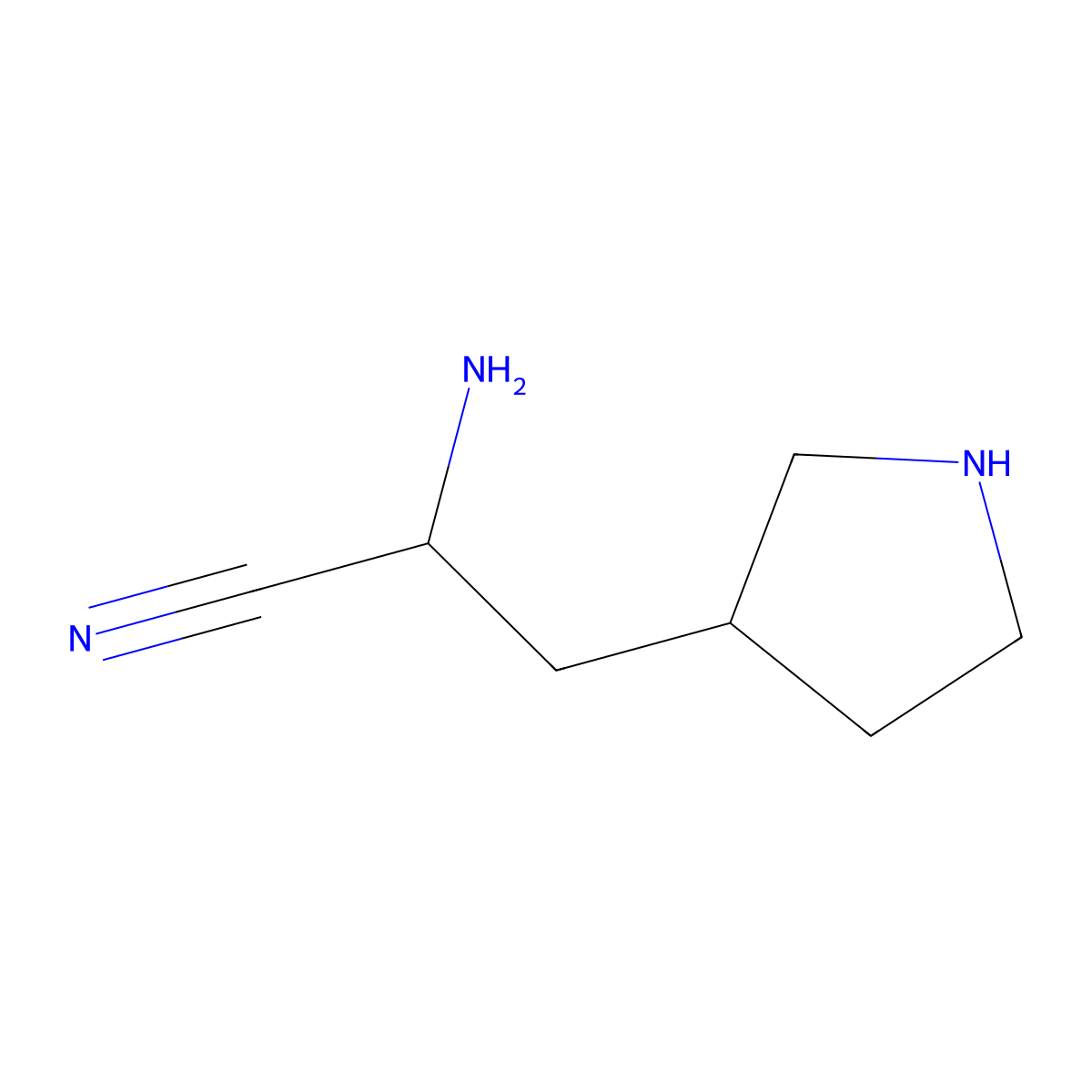 (2R)-2-amino-3-[(3R)-pyrrolidin-3-yl]propanenitrile molecular structure, CAS 2940859-40-3