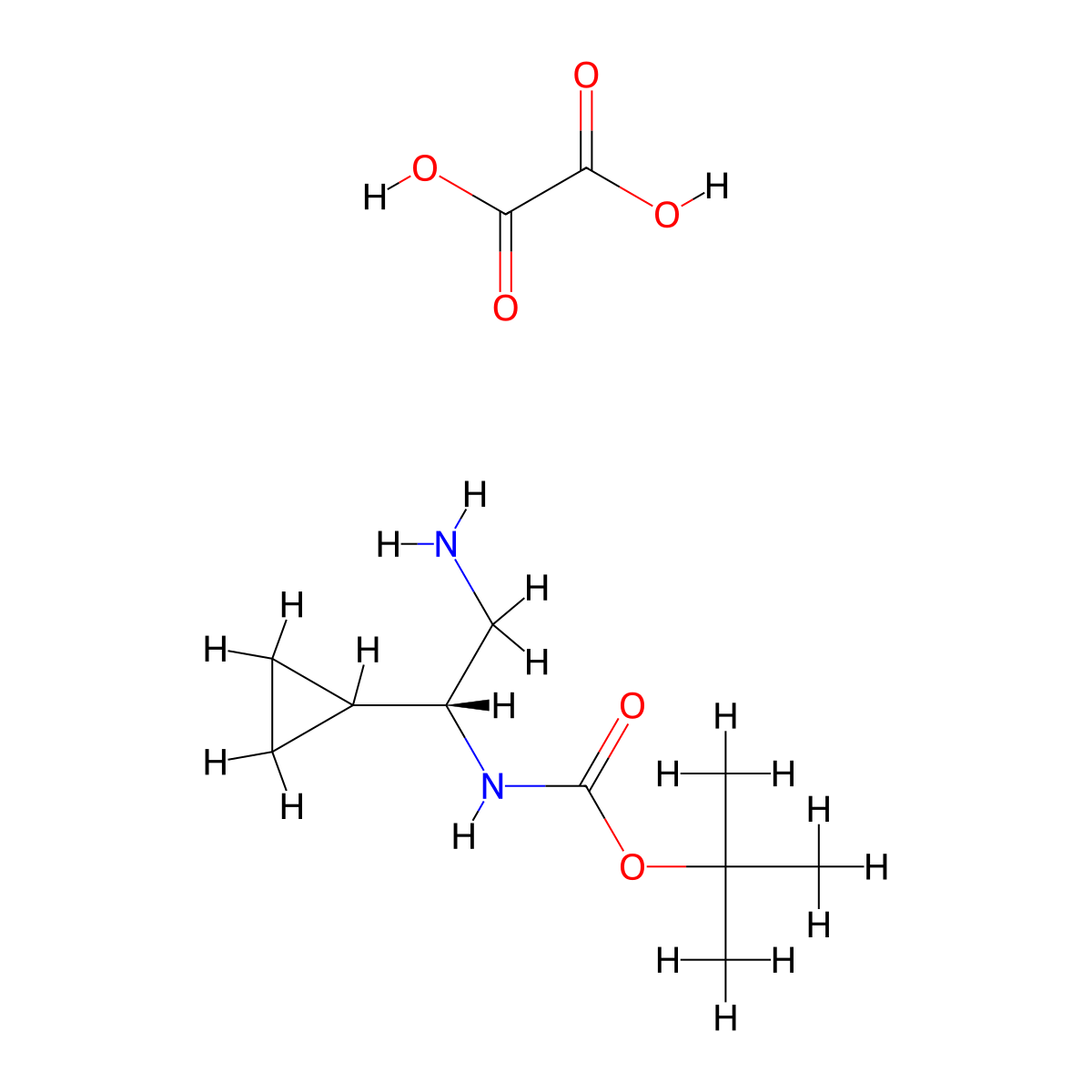 tert-butyl N-[(1R)-2-amino-1-cyclopropyl-ethyl]carbamate;oxalic acid molecular structure, CAS 2940860-54-6