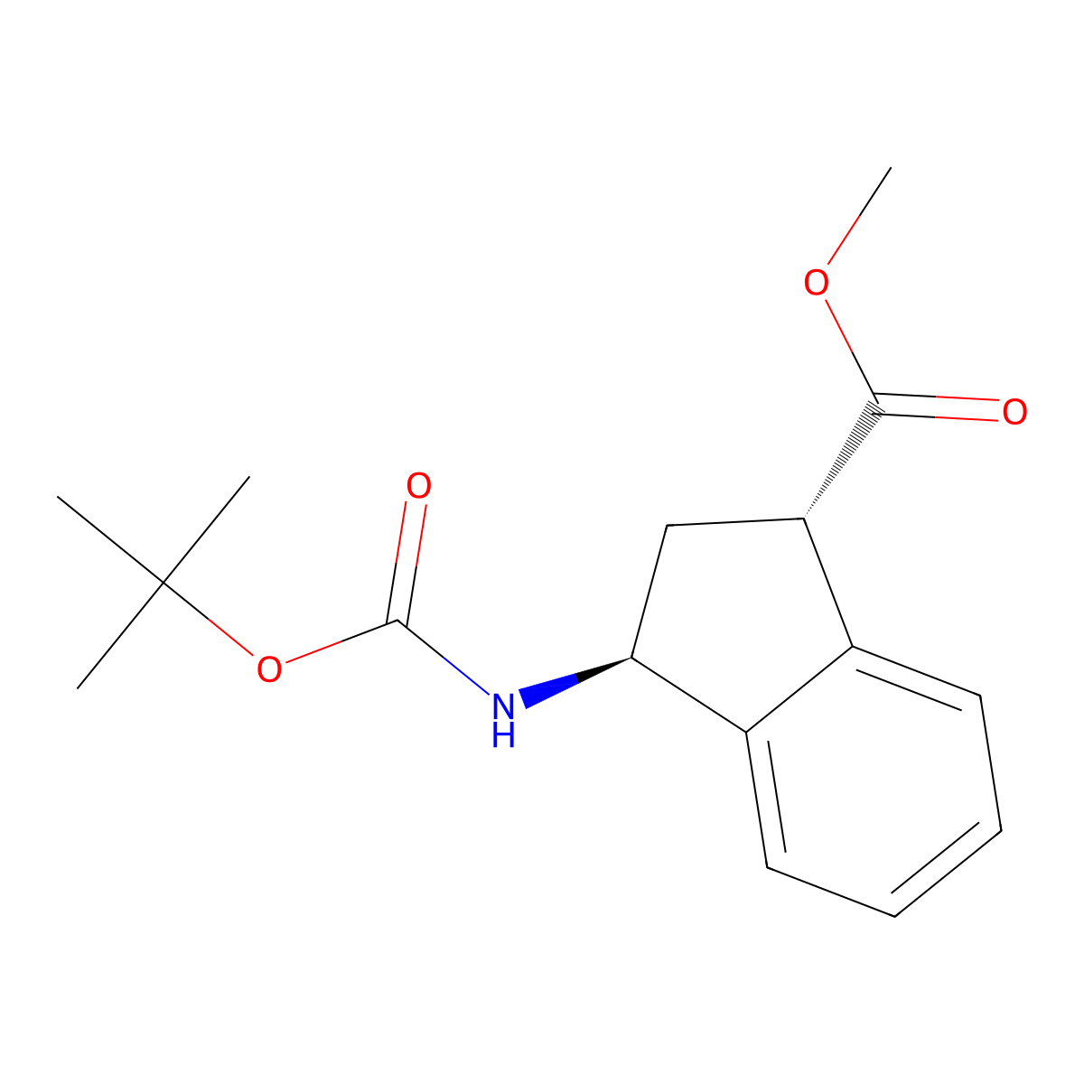 Methyl trans-3-(tert-butoxycarbonylamino)indane-1-carboxylate molecular structure, CAS 2940860-80-8