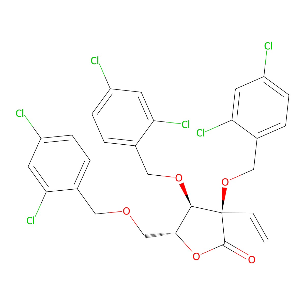 (3R,4R,5R)-3,4-bis[(2,4-dichlorophenyl)methoxy]-5-[(2,4-dichlorophenyl)methoxymethyl]-3-vinyl-tetrahydrofuran-2-one molecular structure, CAS 2940860-88-6