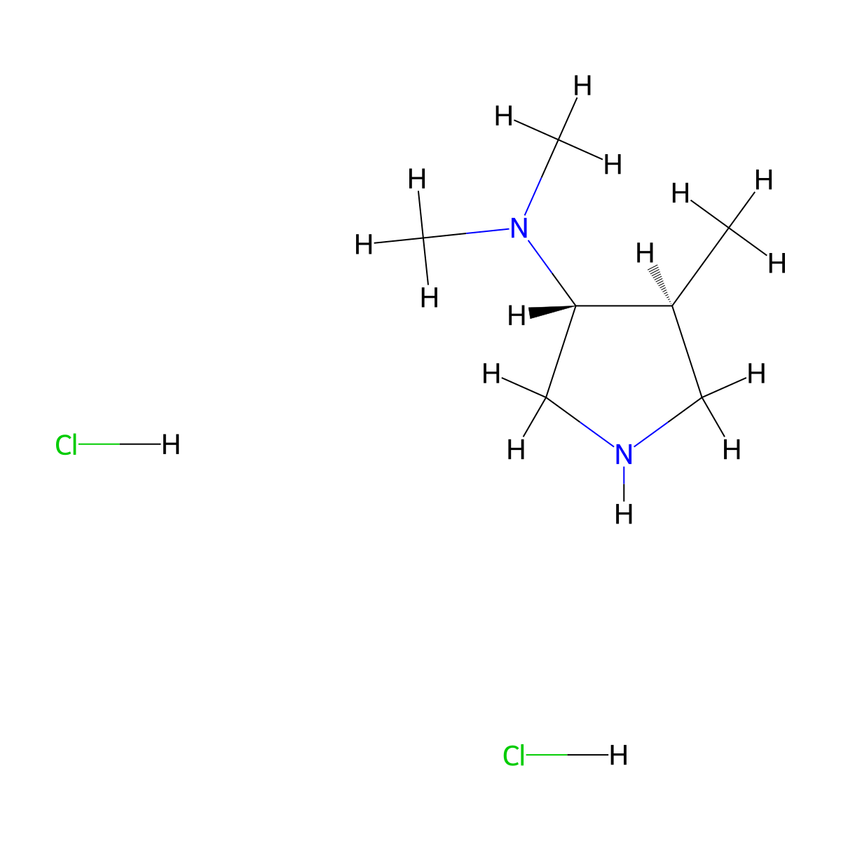 (3R,4S)-N,N,4-trimethylpyrrolidin-3-amine;dihydrochloride molecular structure, CAS 2940861-84-5
