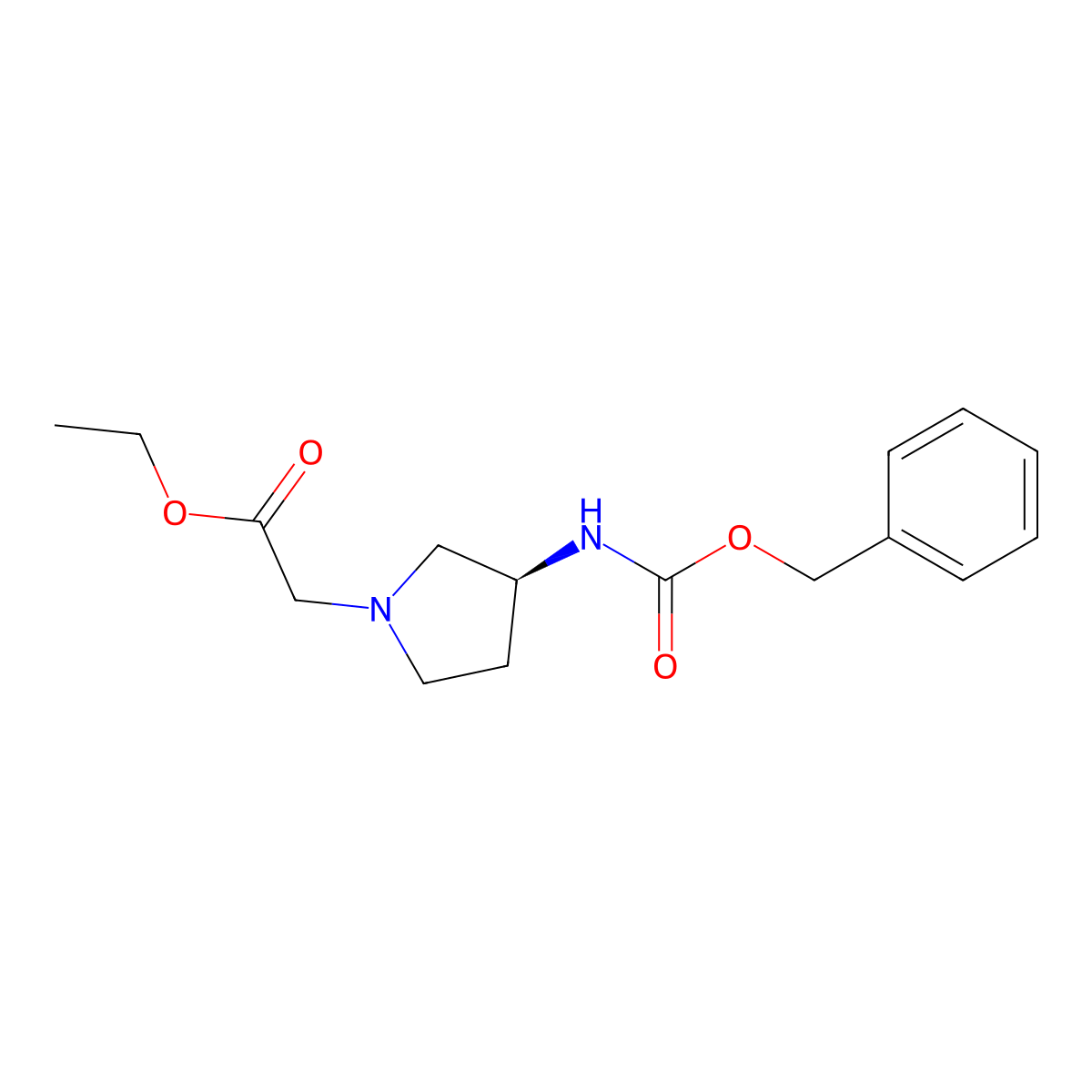 Ethyl 2-[(3S)-3-(benzyloxycarbonylamino)pyrrolidin-1-YL]acetate molecular structure, CAS 2940865-67-6