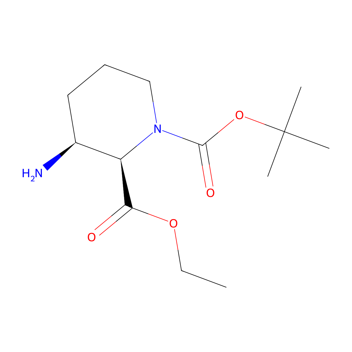O1-tert-butyl O2-ethyl (2R,3S)-3-aminopiperidine-1,2-dicarboxylate molecular structure, CAS 2940866-31-7