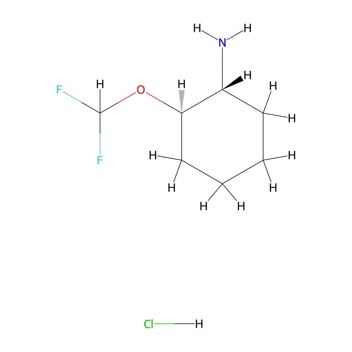 trans-2-(Difluoromethoxy)cyclohexanamine hydrochloride molecular structure, CAS 2940866-70-4