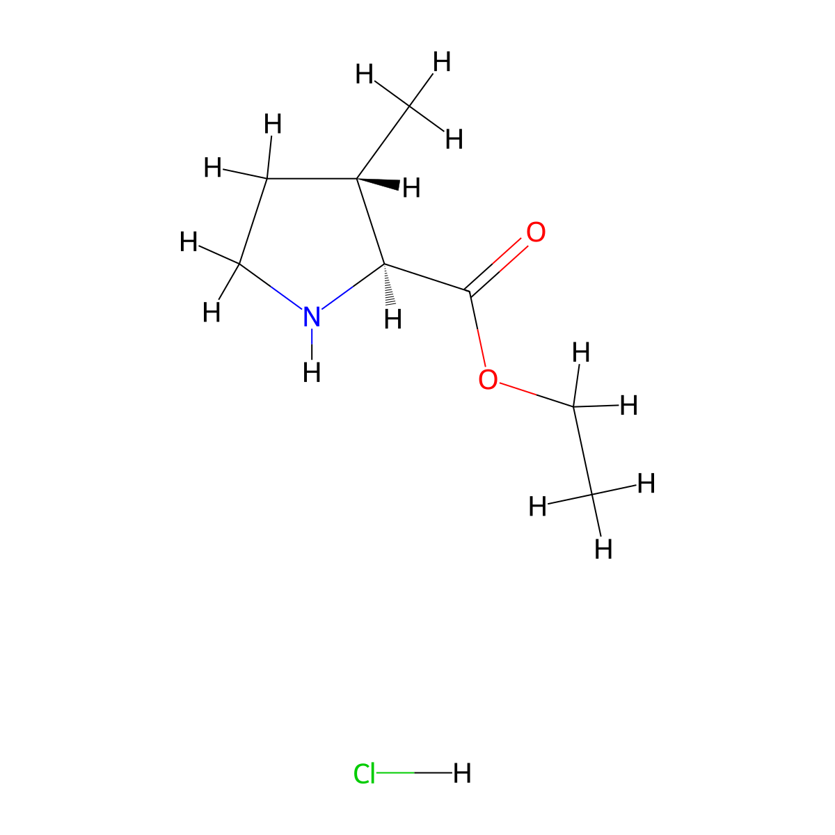 ethyl (2S,3S)-3-methylpyrrolidine-2-carboxylate;hydrochloride molecular structure, CAS 2940866-94-2