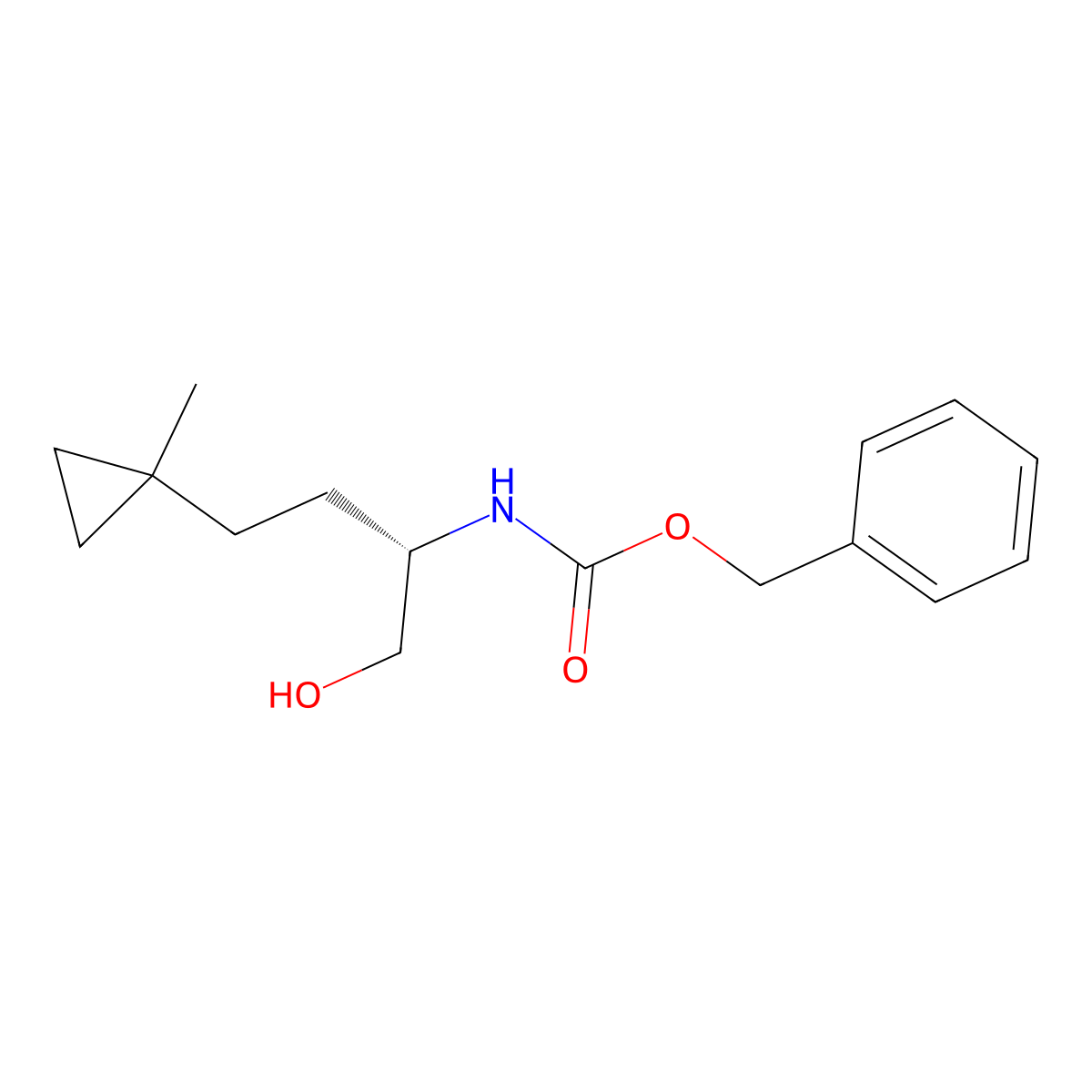 benzyl N-[(1S)-1-(hydroxymethyl)-3-(1-methylcyclopropyl)propyl]carbamate molecular structure, CAS 2940867-00-3