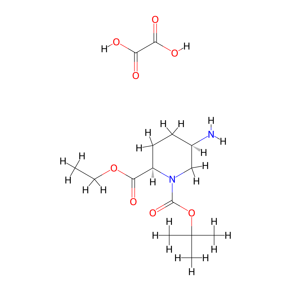 O1-tert-butyl O2-ethyl (2R,5R)-5-aminopiperidine-1,2-dicarboxylate;oxalic acid molecular structure, CAS 2940868-36-8