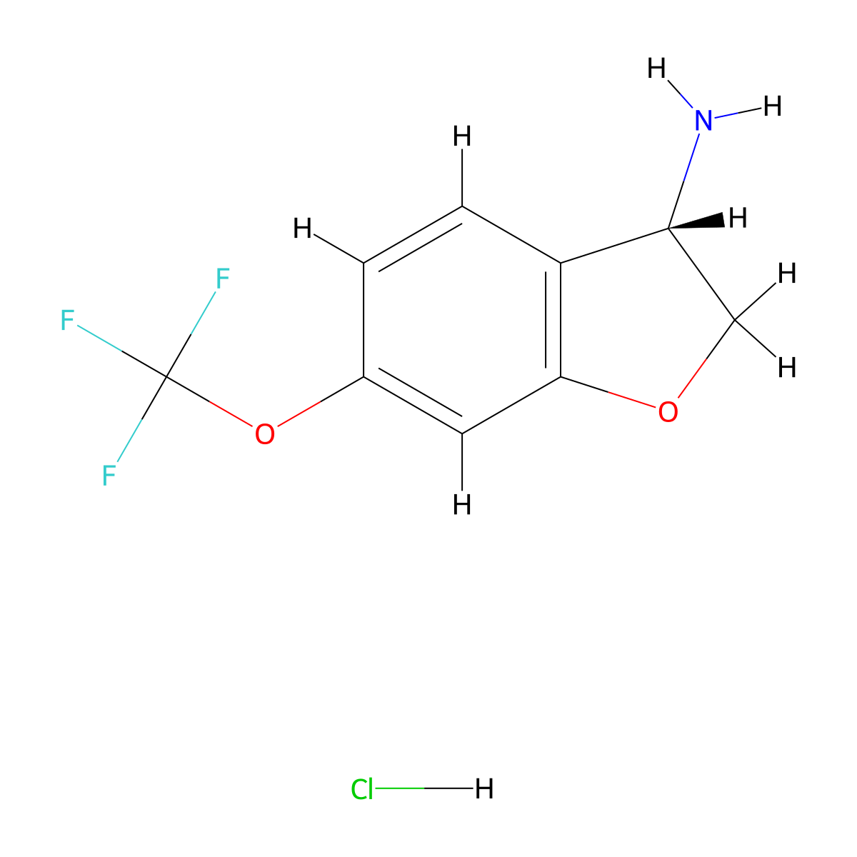 (3S)-6-(trifluoromethoxy)-2,3-dihydrobenzofuran-3-amine;hydrochloride molecular structure, CAS 2940868-84-6