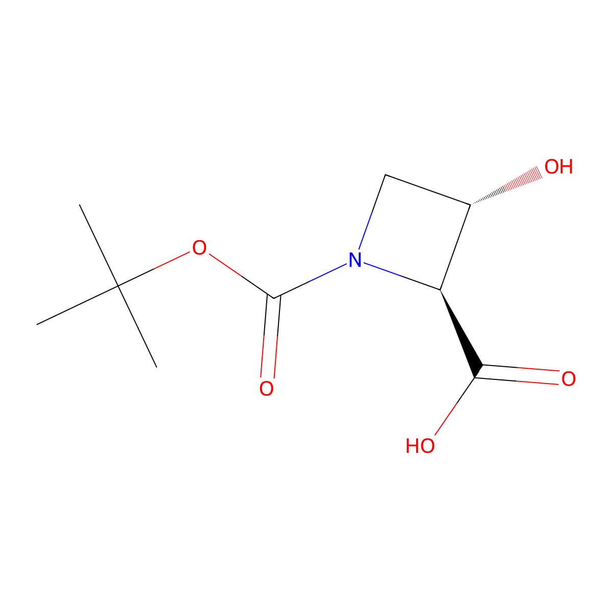 (2S,3S)-1-tert-butoxycarbonyl-3-hydroxy-azetidine-2-carboxylic acid molecular structure, CAS 2940869-56-5