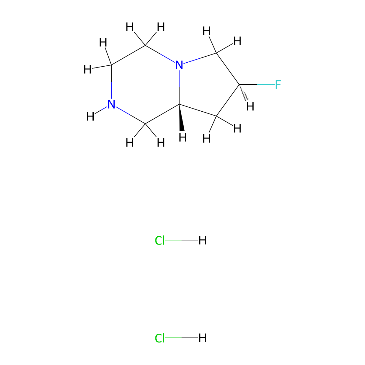 (7S,8aR)-7-fluoro-octahydropyrrolo[1,2-a]pyrazine dihydrochloride molecular structure, CAS 2940869-58-7