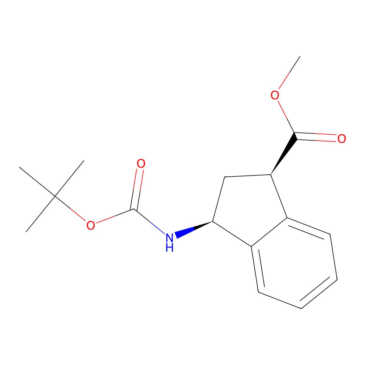 Methyl cis-3-(tert-butoxycarbonylamino)indane-1-carboxylate molecular structure, CAS 2940870-01-7