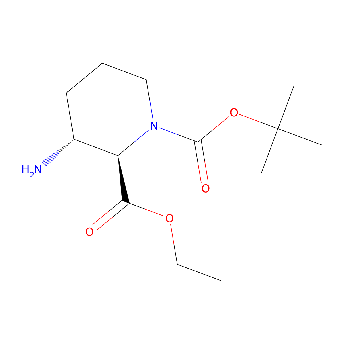 O1-tert-butyl O2-ethyl (2R,3R)-3-aminopiperidine-1,2-dicarboxylate molecular structure, CAS 2940870-69-7