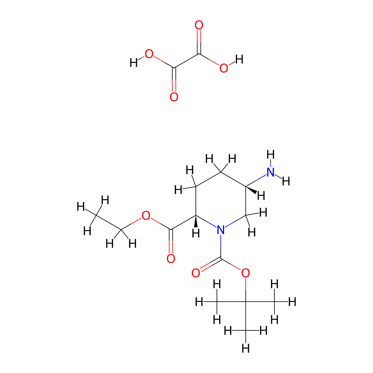 1-(tert-Butyl) 2-ethyl (2S,5S)-5-aminopiperidine-1,2-dicarboxylate oxalate molecular structure, CAS 2940871-07-6