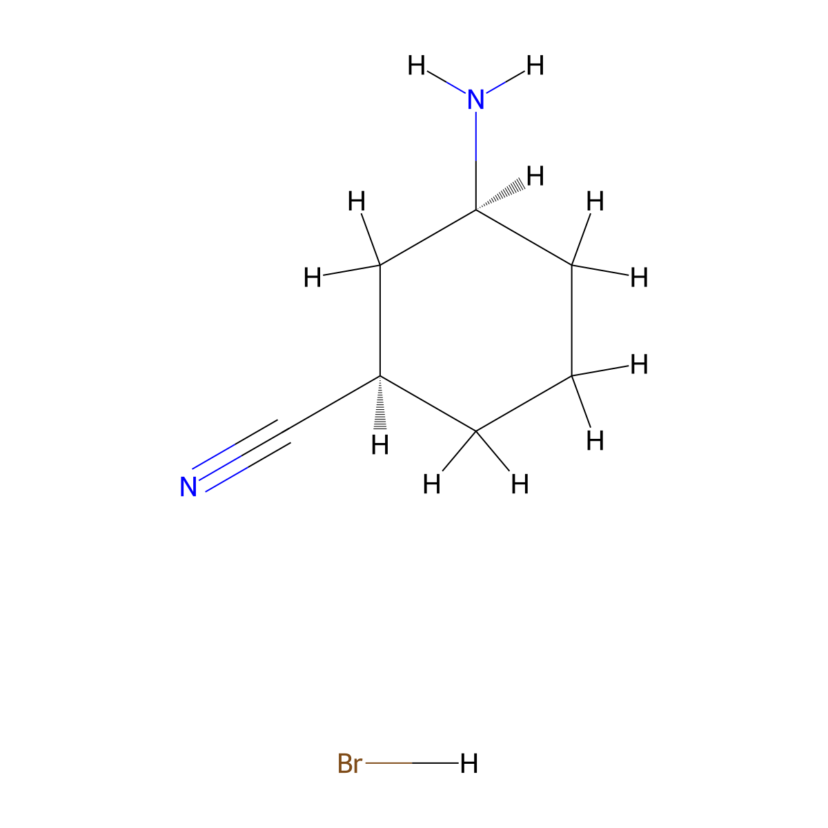 cis-3-Aminocyclohexanecarbonitrile;hydrobromide molecular structure, CAS 2940871-09-8
