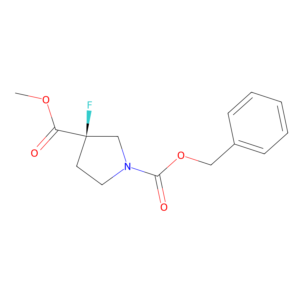 O1-benzyl O3-methyl (3R)-3-fluoropyrrolidine-1,3-dicarboxylate molecular structure, CAS 2940871-17-8