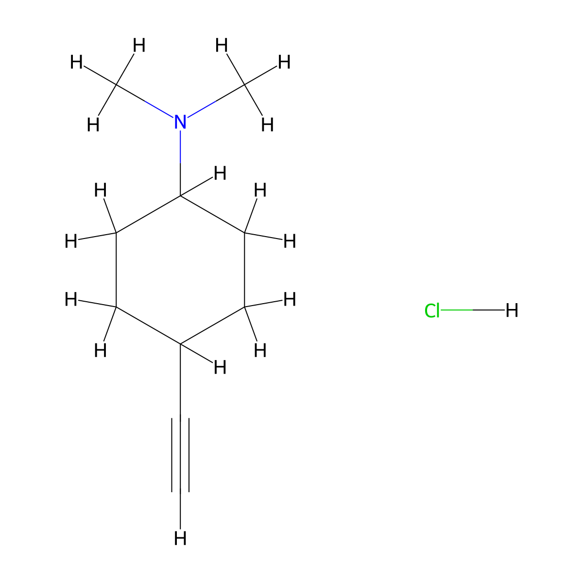 trans-4-ethynyl-N,N-dimethyl-cyclohexanamine;hydrochloride molecular structure, CAS 2940871-36-1