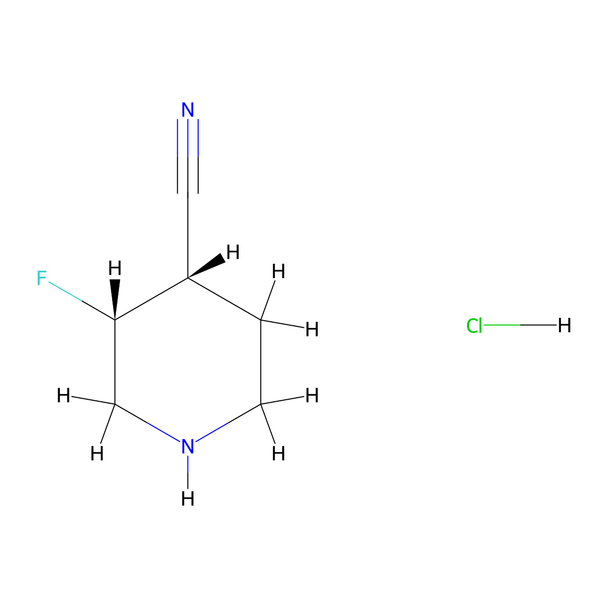 cis-3-Fluoropiperidine-4-carbonitrile;hydrochloride molecular structure, CAS 2940871-70-3